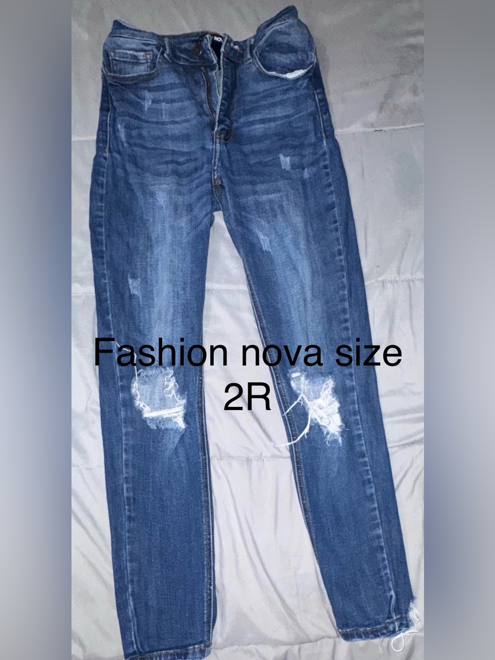 Fashion Nova Skinny Distressed Jeans - Dark Blue